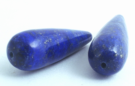 2 Long Breathtaking Royal Blue & Gold Lapis Teardrops