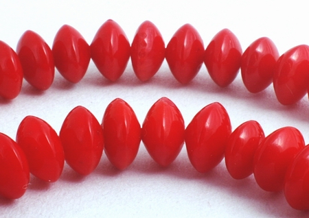 130 Sleek Fire-Engine Red Coral Rondelle Beads