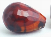 2 Magnificent Fire-Red FAC Agate Teardrop Beads - Large 26mm