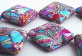 Purple & Aqua Diamond Mosaic Calsilica Beads
