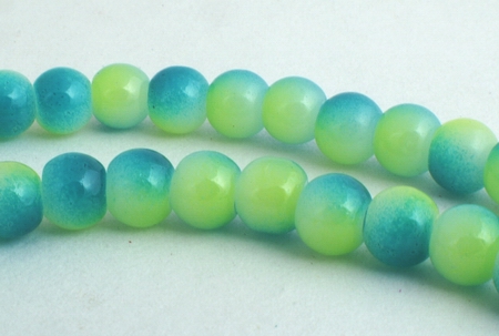Tranquil Lime-Green & Blue Glass Beads - 6mm