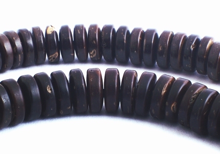108 Waxed Dark-Chocolate Coconut-Shell Heishi Beads - 8mm