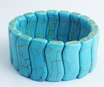 Chunky Blue Turquoise S-Shapes Bracelet - Heavy!