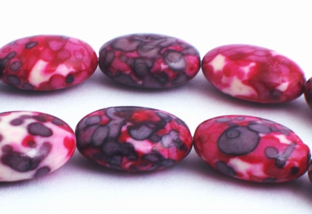 Mauve Rain Flower Viewing Stone Oval Beads