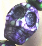 34 Purple & Green Rain Flower Stone Skull Beads