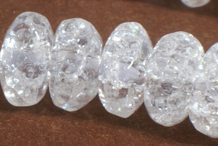 128 Magical Frosted Crackle Rock Crystal Rondell Beads - 6mm