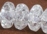 128 Magical Frosted Crackle Rock Crystal Rondell Beads - 6mm