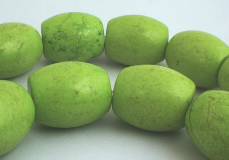 8 Titanic Apple-Green Gaspeite Barrel Beads - Very Heavy 24mm!