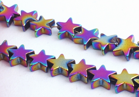 85 Wonderful Aurora Borealis Hematite Star Beads