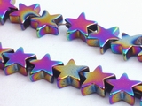 85 Wonderful Aurora Borealis Hematite Star Beads