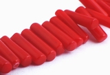 152 Vibrant Fire-engine Red Coral Tube Beads - 12mm x 3mm