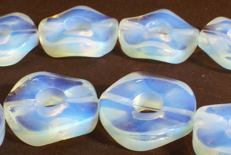 20 Wavy Opalite Moonstone Donut Beads