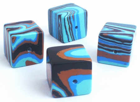 8 Dramatic Ocean-Blue Large 15mm Calsilica Cube Beads