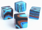 8 Dramatic Ocean-Blue Large 15mm Calsilica Cube Beads