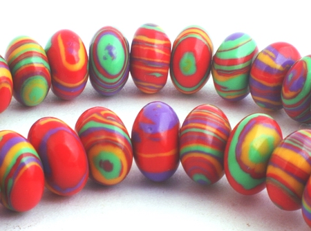 82 Summer Red & Orange Calsilica Rondelle Beads