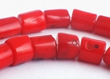 Chunky Chinese Red Root Coral Barrel Beads - A Grade