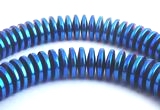 156 Heavy High-Tech Metallic Blue Hematite Heishi Rondelle Beads