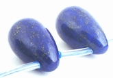 12 Timeless Royal Blue & Gold Lapis Teardrop Beads