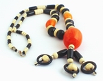 Breathtaking Orange Amber & Bone Necklace