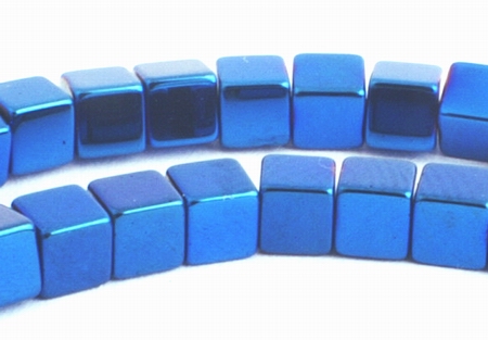 122 Metalic Blue Hematite 3mm Cube Beads - Sparkling Bling!