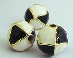 4 Large Shiny Lacquered Black & White Acrylic Beads