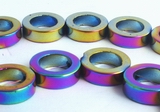 Shiny Auora Borealis Hematite Ring Frame Beads - 8mm or Large 12mm