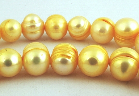 Large 10mm Barlywood-Yellow Summer Pearls