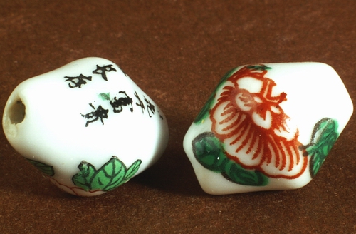 10 Unusual Chinese Porcelain Bicone Beads
