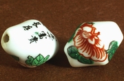 10 Unusual Chinese Porcelain Bicone Beads