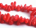 Striking Shiny Deep Red Coral Chip Beads