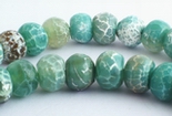 63 Rich Faceted Aqua-Green Crab Fire Agate Rondelle Beads