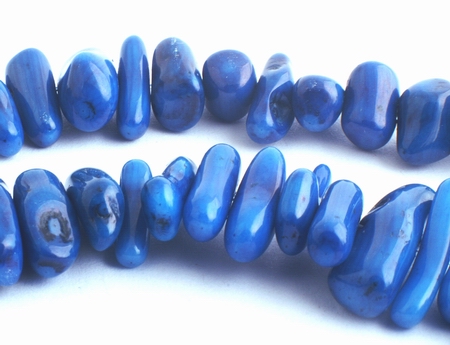 Large Shiny Ultramarine-Blue Coral Chip Beads