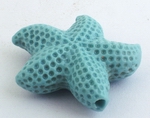2 Large Sky-Blue Realistic Starfish Beads