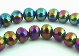 Gleaming Aurora Borealis Black Pearl Beads - unusual!