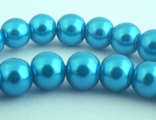 Sleek Deep Neon Blue Glass Pearl Beads - 8mm