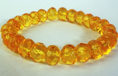 Beautiful 10mm Faceted Saffron-Yellow Citrine Bead Bracelet