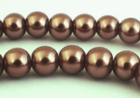 Blissful Chestnut Glass Pearl Beads - 8mm