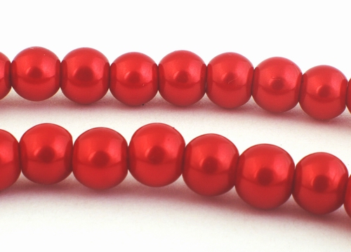 Sensual Raspberry Red Glass Pearl Beads - 6mm