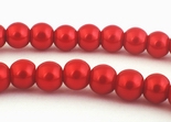 Sensual Raspberry Red Glass Pearl Beads - 6mm