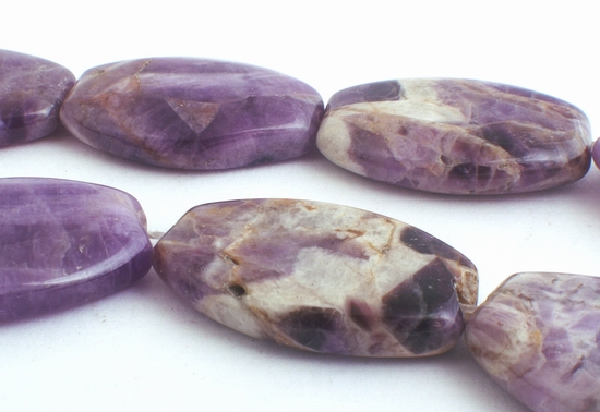 Large Shiny Lavender Oval Amethyst Beads - Heavy!