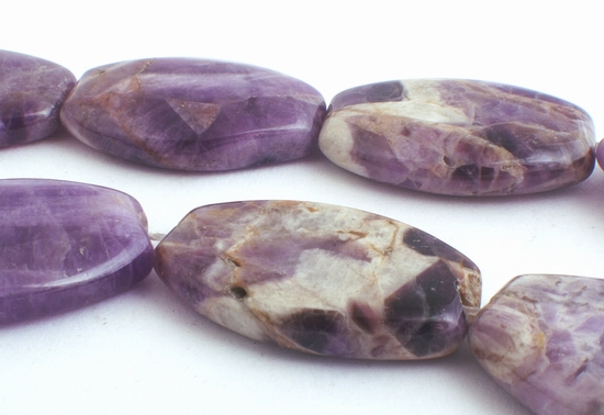 Large Shiny Lavender Oval Amethyst Beads - Heavy!