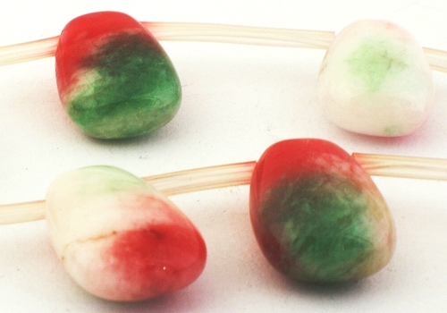20 Drop-dead Gorgeous Watermelon Jade Teardrop Beads