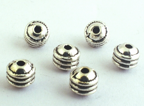 50 Sleek Silver Piston Barrel Bead Spacers - For Making Great Jewelry!
