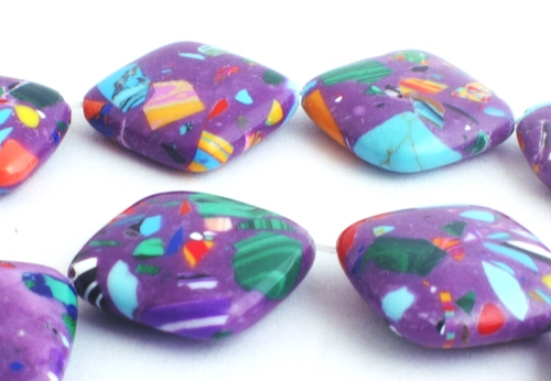 Colorful Dreamlike Purple Calsilica Diamond Tile Beads