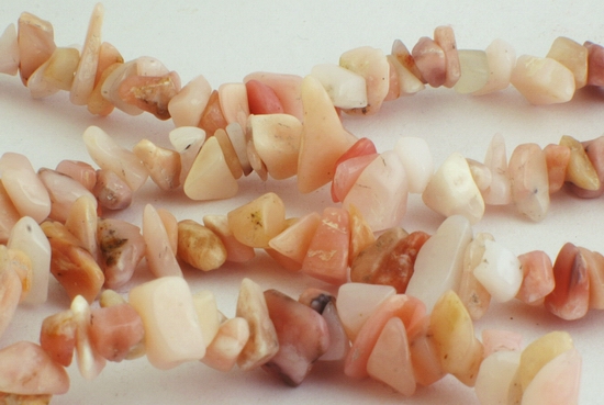 Cheerful Peruvian Pink Opal Bead Chips - Long 32-inches