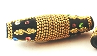 Long 59mm Glamorous Gold & Black Cloisonne Bead - Large Hole