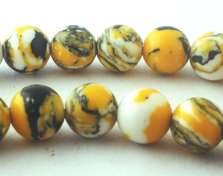 Distinctive Summer Yellow & Black 6mm Calsilica Beads
