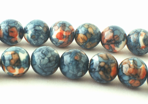 Iris-Blue Rain Flower Viewing Stone Beads - 4mm, 6mm, 8mm, or 10mm