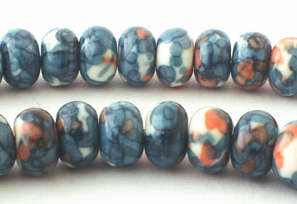 99 Iris-Blue Rain Flower Viewing Stone Rondelle Beads