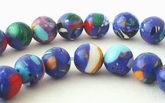 Deep Blue & Red Picasso Calsilica Beads - 6mm